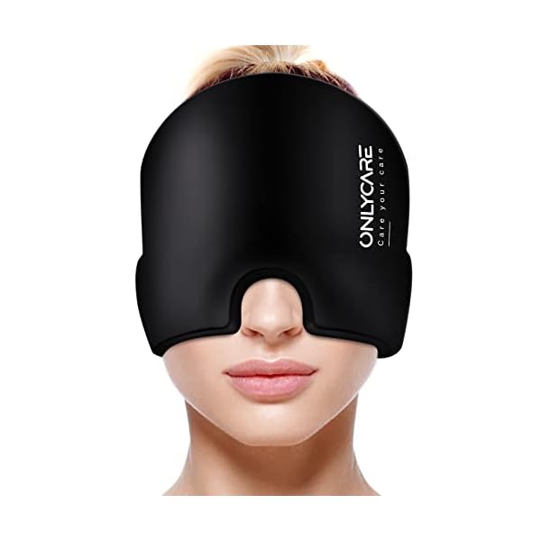 ONLYCARE Migräne Maske Migräne Mütze Migräne Relief Cap, Headache Relief Hat Kühlmaske Kühlmütze Kopfschmerzen Maske Kühlhaube Migräne Kappe Kühlpads Gel zur Linderung von Migräne/Kopfschmerzen