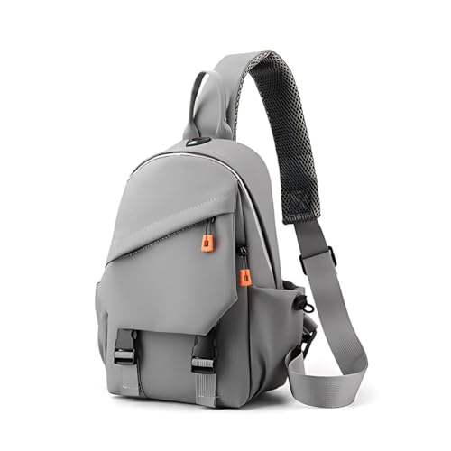 Mini Mochila Masculina Bolsa Tiracolo Transversal de Ombro Pequena Pochete Com Diversos Bolsos Shoulder Bag (Cinza)