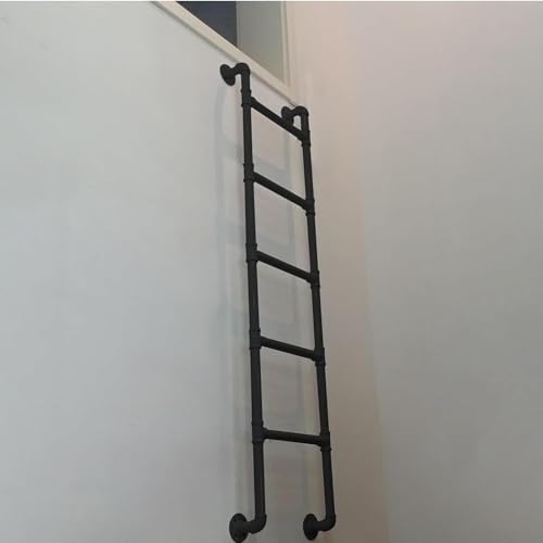 Escalera de metal resistente para sótano y ático, montaje en pared, diseño de ahorro de espacio, opciones de 4 a 9 pies, perfecta para dormitorios domésticos, literas y bibliotecas
