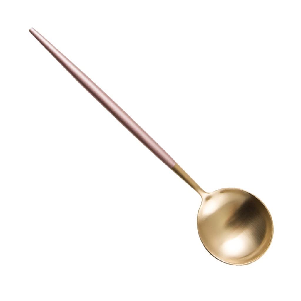 NGDFGR The Spoon,Set Of 10 Gravy Ladle,Stainless Steel Colored Iced Tea Spoons Coffee Spoons Cold Drink Spoon Long Tablespoon Soup Spoons/Blackaa/B,Pinkab-B