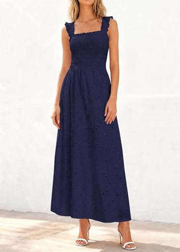 Image of KIRUNDO Summer Lace Dress for Women Eyelet Maxi Sundress