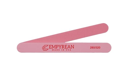 Empyrean Premium Nail Files | Made in USA | Fine 280/320 Extra Fine | Disinfectable Washable Reusable | Pink Cushion File