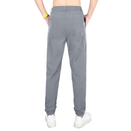 Big and Tall Lounge Cargo Pants for Men Waterproof Elastic Waist Drawstring Hiking Jogger Pants with Pockets2