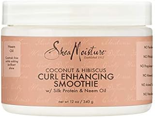 SheaMoisture Smoothie Curl Enhancing Cream for Thick, Curly Hair Coconut and Hibiscus Sulfate and Paraben Free 12 oz