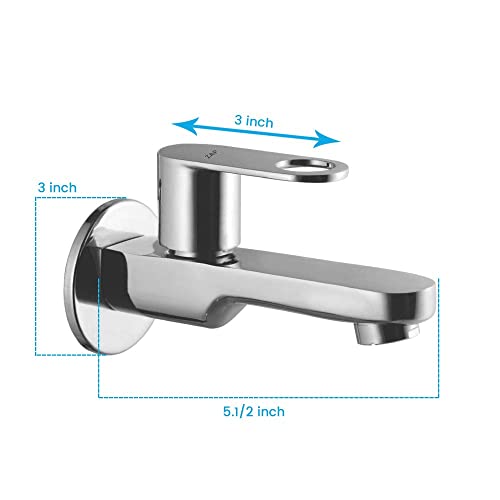 Image of Zap GEO Homeware Brass Long Body Taps with Foam Flow for Kitchen Sink and Bathroom with Wall Flange /Wall Mounted Bib Cock /Taps for Washing Area