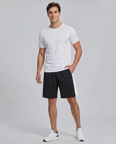 Image of Real Essentials Men's 5 Pack: 9 inch Dry-Fit Shorts - Athletic Gym, Workout, Basketball, Running, Casual Lounge Active Pockets