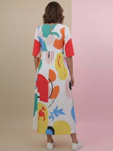 Image of GRECIILOOKS Women Dress for Women | Sleeveless Western One Piece Dress for Women Long | Casual Printed Summer Dresses for Beach & Stylish Party Outifits