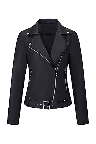 Giolshon Damen Lederjacke Kunstleder Bikerjacke Herbst Beiläufig Weiche...