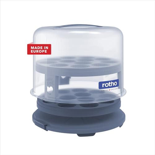 Foto von Rotho Fresh Tortenglocke hoch mit Trays, lebensmittelechter Kunststoff (PP) BPA-frei, blau/transparent, (35.5 x 34.5 x 26.0 cm)