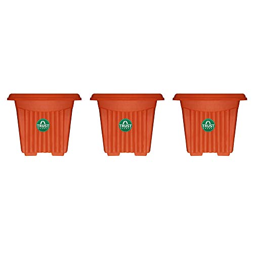 TrustBasket UV Treated Square Plastic Planter (8 inches) – Terracotta Color – Set of 3 | Heavy Duty Highly Durable Plant Container Gamla for Indoor Home Decor & Outdoor Balcony Garden TrustBasket UV Treated Square Plastic Planter (8 inches) – Terracotta Color – Set of 3 | Heavy Duty Highly Durable Plant Container Gamla for Indoor Home Decor & Outdoor Balcony Garden