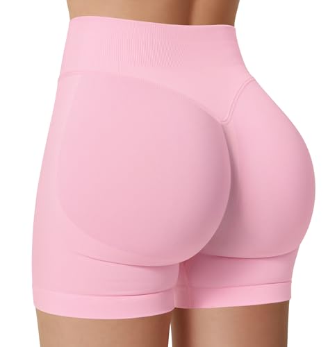 Womens Workout Gym Impact Shorts Seamless Hidden Scrunch Butt Lifting Yoga Shorts with High Waisted Tummy Control