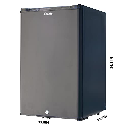 SMETA 12V RV Refrigerator 1.7 Cu.Ft Mini Camper Fridge with Lock and Key AC/DC 110V/12v Quiet Absorption Compact Refrigerator for RV Semi Truck Patio Car with Reversible Door Beverage Cooler, Black