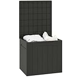 HOMCOM 107L Outdoor Balcony Garden Furniture Storage Box with Lock Hole, Plastic Storage Trunk with Lid and Side Handles, All Weather Resistant Large Chest, Safe and Secure for Patio, Charcoal Grey