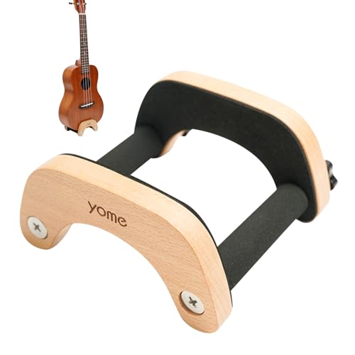 Soporte de ukelele para piso y computadora, soporte de viaje de madera maciza con clip, se almacena en...