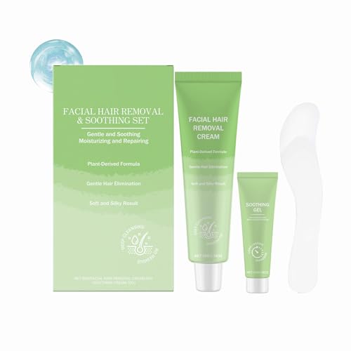 Body Hair Removal Cream Set,Gesichts-Haarentfernung & Beruhigungsset für Frauen,Sanfte Haarentfernung im Gesicht,Langanhaltende Glätte,für Empfindliche Haut