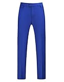 MOGU Mens Front Flat Casual Dress Pants Slim Fit Size 34 RoyalBlue