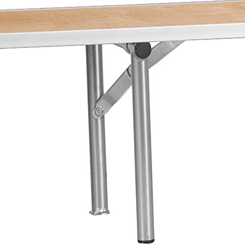Flash Furniture Amara 72" x 12" x 12" Birchwood Bar Top Riser with Folding Silver Legs, Wooden Foldable and Portable Riser for Event and Bar Tables