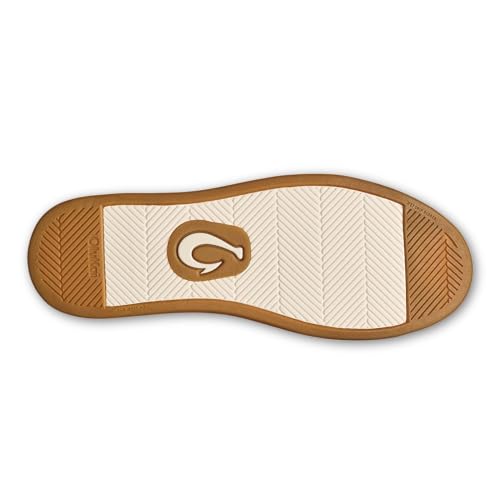 OLUKAI Kakaha Nia Men's Leather Sneakers, Supple Full-Grain Leather Shoes, Drop-in Heel & All Weather Rubber Soles, Ash/Ash, 133