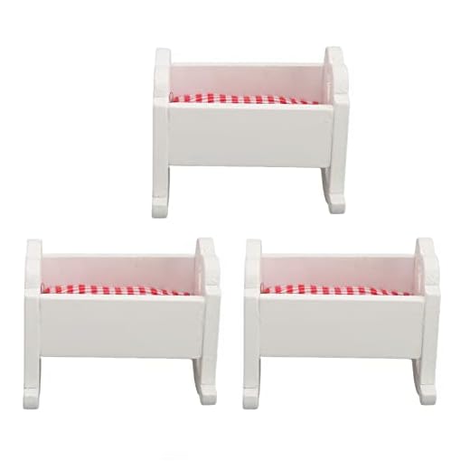Dilwe Mini Cuna para Casa de Muñecas, 3 uds. Cama de Cuna de Muñeca en Miniatura de Madera para Modelo de Muebles Decorativos de Casa de Muñecas a Escala 1/12 1/6
