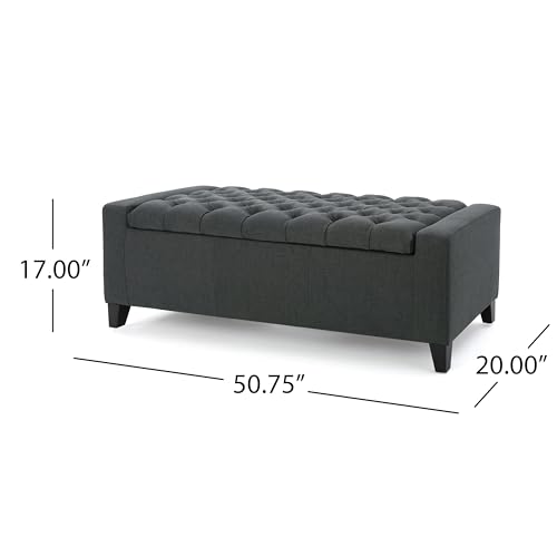 Banc ottoman de rangement 50 pouces gris foncé pour salon