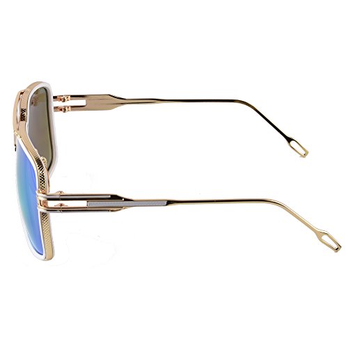 Image of Aviator Sunglasses for Men Retro Fashion Gold Oversized 70s shades