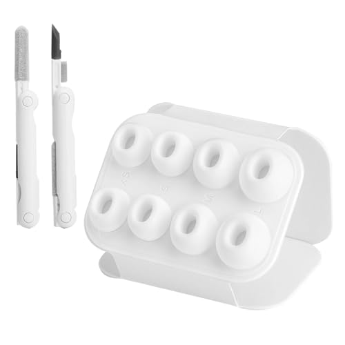 LOLANIUT 4 Paar Replacement Silikon Ear Tips Kompatibel für Airpods Pro Aufsätze, Airpods Pro 2 Aufsätze, Xs/S/M/L Airpods Pro 2 Silikontips, mit Noise Reduction,Aufbewahrungsbox & Reinigungswerkzeug