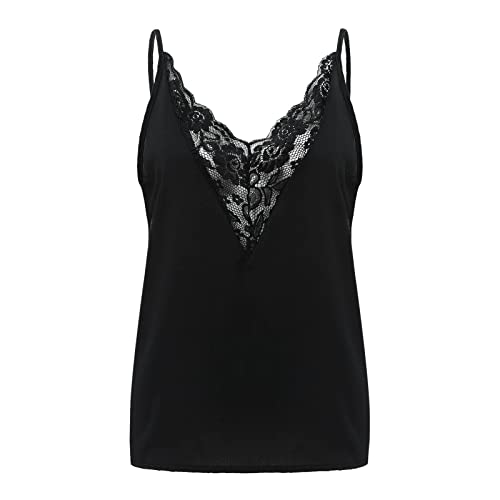 Solid Color Lace Splicing Camisole for Women Plus Size V-Neck Suspender Vest Top Blouse Camis Crop Top Women3