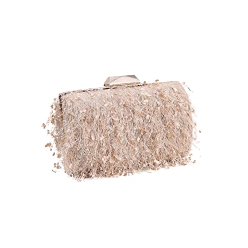 Paquet de soirée beige à chaîne pour femme sac de mariage et sortie