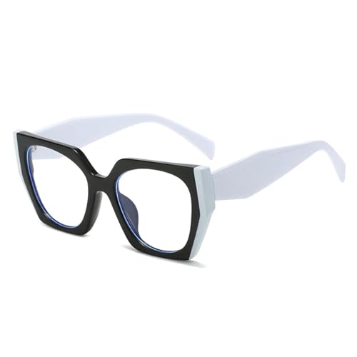 Lunettes œil de chat polygonales pour femmes et hommes avec monture léopard bicolore