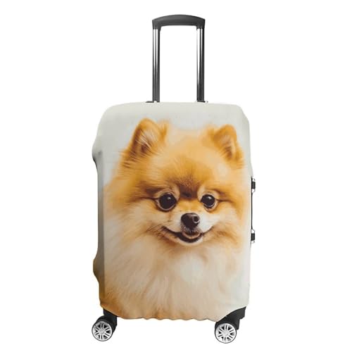 Yellow Pomeranian Luggage Cover, Washable Elastic Suitcase Cover Protector Fit 18-32 Inch Luggage