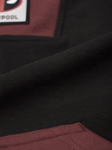 Image of The Souled Store Deadpool: Double Trouble Men and Boys Full Sleeves Hooded Neck Burgundy Graphic Applique Cotton Blend Heavy Fleece Winter Wear Zipper Oversized Hoodie