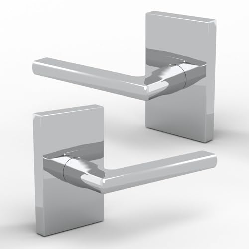 Image of Mega Handles Glamor Dummy Lever, Door Handle Set for Closet or French Doors, Single Side Door Levers, Non-Turning, Fits All Standard Door Sizes, Screws Included - Polished Chrome (2 Pack)