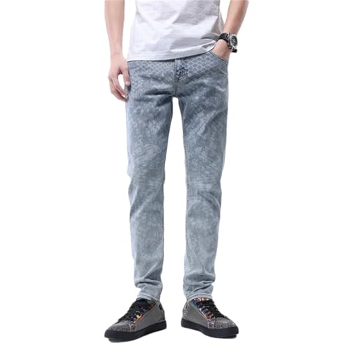 Men's Design Full Printed Jeans Casual Stretch Slim Retro Skinny Pants