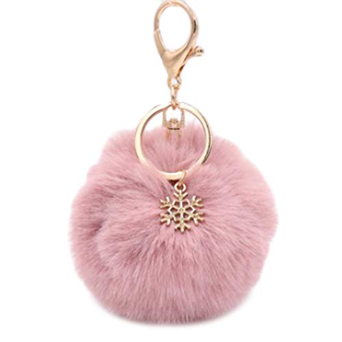 Preisvergleich Produktbild Hacoly Anhänger Handtaschenanhänger Auto Schlüsselbund Taschenanhänger Schlüsselbund Schneeflocke Haarkugel Vintage Keychain Kreativer Personalisierter Schlüsselanhänger-Rosa