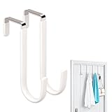 ドアフック Z字型 ステンレス製 ドアを傷つけず 引っかき傷防止 省スペース 取り付け簡単 フック付き 帽子/衣類/傘/タオル/バッグに最適 多機能 便利小物 (白色) （2個）