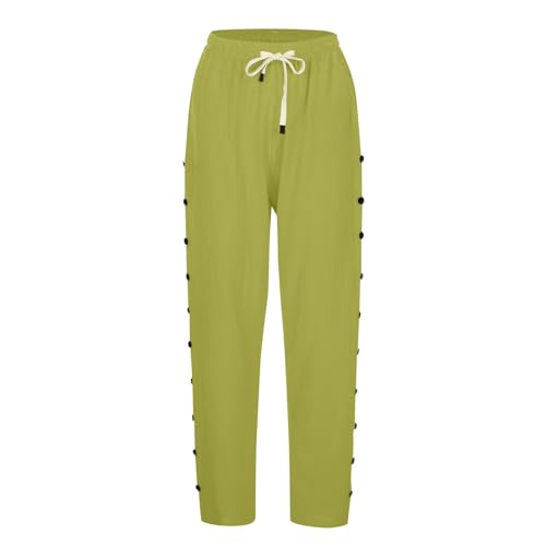 Striped Linen Pants for Women 2025 Plus Size Trendy Summer Straight Leg Casual Elastic Waist Cropped Beach Trousers4