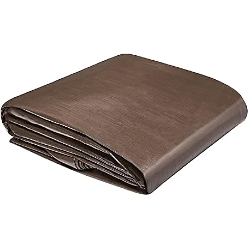 Amazon Basics Multi Purpose Waterproof Poly Tarp Cover with Grommets, 20 x 20 ft, 10MIL Thick, Brown/Silver, 1-Pack