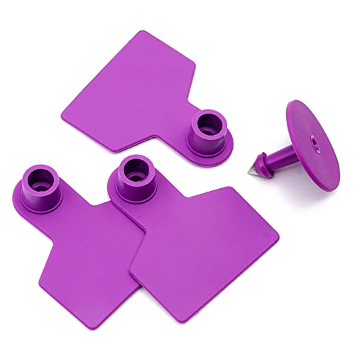 KHEARPSL Blank Ear Tags 100 Pieces Livestock Identification Lable Blank Livestock Ear Tags for Cattle Cow Pig Goat Sheep Dog (Purple)