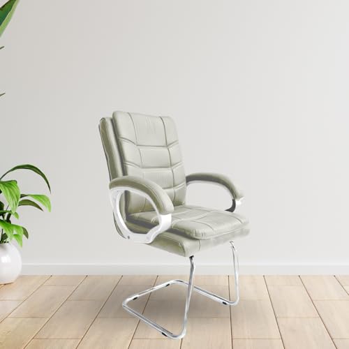 Image of activa Executive Office Visitor Chair | Ergonomic Relax Chair for Study, Home, Reception| Comfortable Cushioned Seat Back, Double Pipe Frame with Arm Rest Guest Seating (1, Beige, Star)