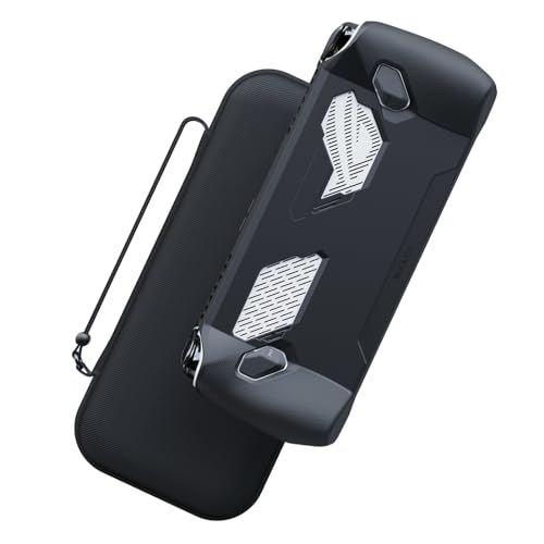 Image of Skull & Co. GripCase Bundle for ROG Ally: Soft Protective Case with Textured Grips Full Protection and Stand, Shock-Absorption Non-Slip and Anti-Scratch Cover Design [with Slim Carrying Case] - Black