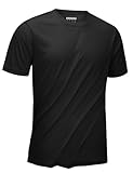KEFITEVD Sport Tshirts Herren UV Schutz Shirt Atmungsaktiv Laufshirt Kurzarm Sommer Trainingsshirt für Outdoorsport Schwarz L