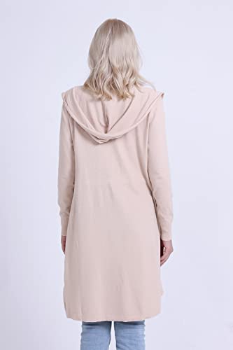 SMILING PINKER Women Long Hooded Cardigan Casual Light Weight Open Front Sweater with Pockets2