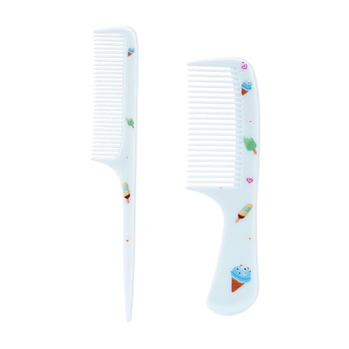 2 Uds Set Peines para Bebé, Azul Bonito Helado Dientes Finos y Cola de Ratón Plástico Cepillo Pequeño para Bebé Todo Tipo de Cabello