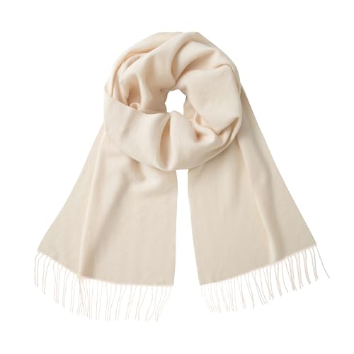 CALVIN & OLIVIA Ultra-Soft Winter Cashmere Feel Scarf Solid Color Warm Long Unisex Winter Scarves Perfect Holiday Gift for Women Men Off White