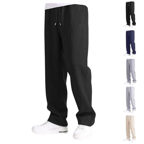 Black Pants for Boys,Boys Black Sweatpants,Boys Girls Sweatpants Casual Straight Wide Leg Baggy Sweat Pants Kids High Elastic Waist Athletic Joggers Fashion Drawstring Trousers Black 12-13 Years