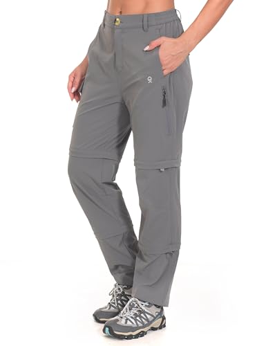 Little Donkey Andy Women's Stretch Convertible Pants, Zip Off Quick Dry Hiking Pants Regular Gray M