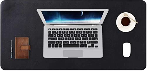 Image of Mouse Pad, Desk Mat, Large Leather Desk Pad, PU pad Waterproof Mouse Pad for Laptop, Office Table Protector Blotter Best Gifts (60 x 30 cm, Black)