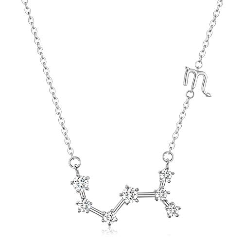 Collier en argent sterling Scorpion collier Constellation pendentif, 12 horoscope signe collier oct-nov cadeaux d'anniversaire pour femmes filles, chaîne de...