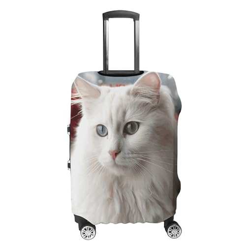 Cute White Cat Luggage Cover Travel Suitcase Covers for Luggage Elastic Carry on Luggage Covers for Suitcase Tsa Approved Washable Luggage Sleeve Protector Fits 18-32 Inch XL4