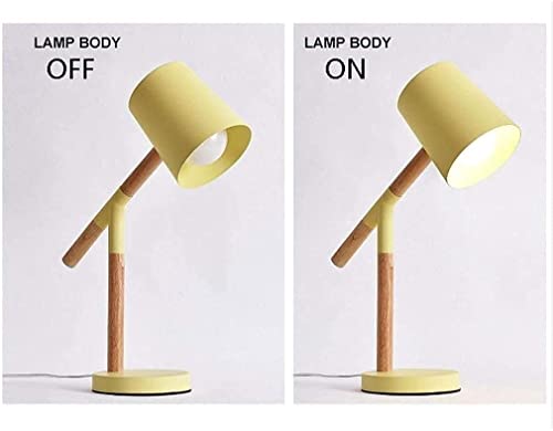 Lampe de bureau moderne en bois noble et métal jaune E27 - 6